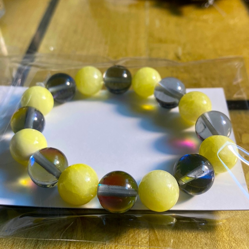 Gemstones and glass bead bracelet